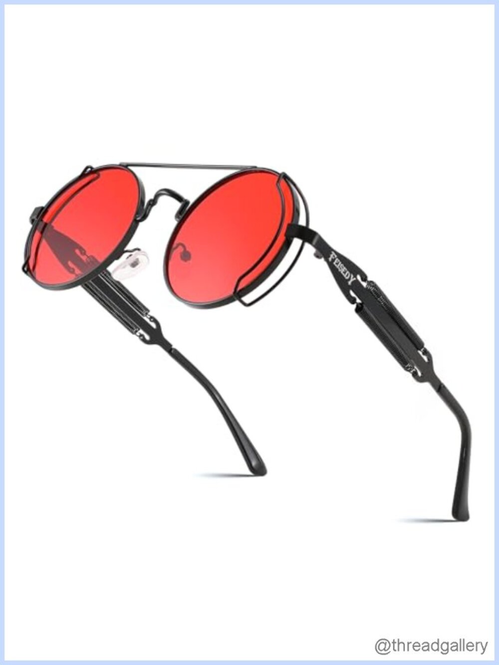 FEISEDY Round Aviator Steampunk Sunglasses UV400 Metal Frame Unisex